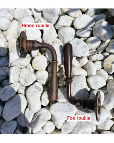 Poignée de porte rétro en fer de couleur rouille - HINON
