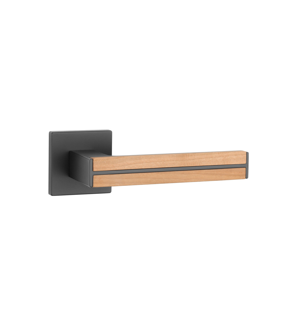 Poignée de porte en bois de chêne et noire IMPERATA poignée design