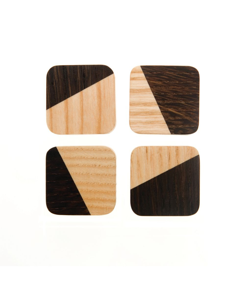 Bouton de meuble en bois bicolore carré Just 2