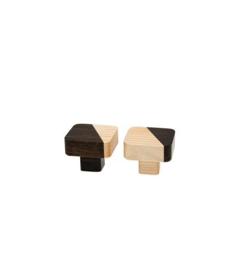 Bouton de meuble en bois bicolore carré Just 2