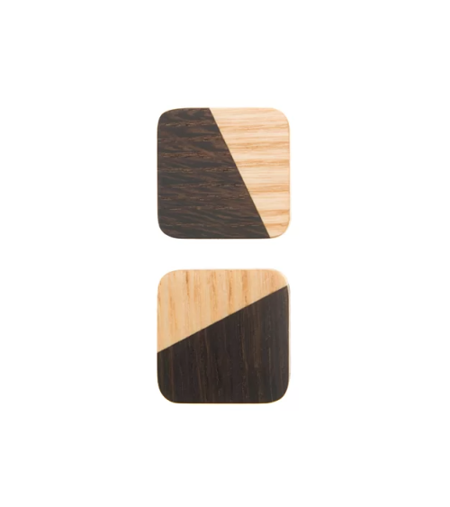 Bouton de meuble en bois bicolore carré Just 2