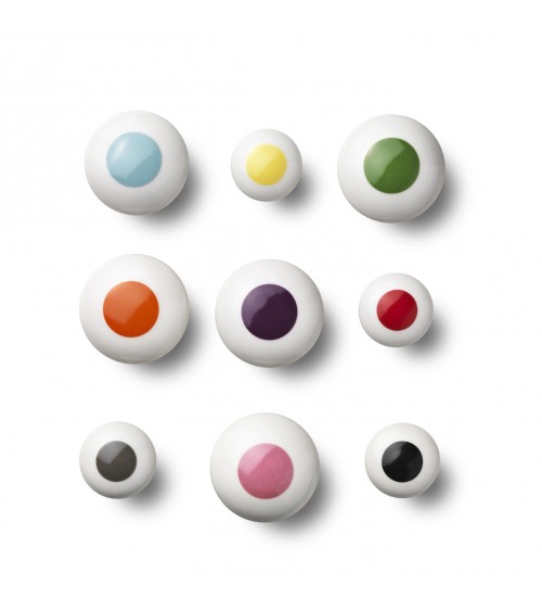 Bouton de meuble Anne Black Dot de couleur jaune - taille 30x30mm