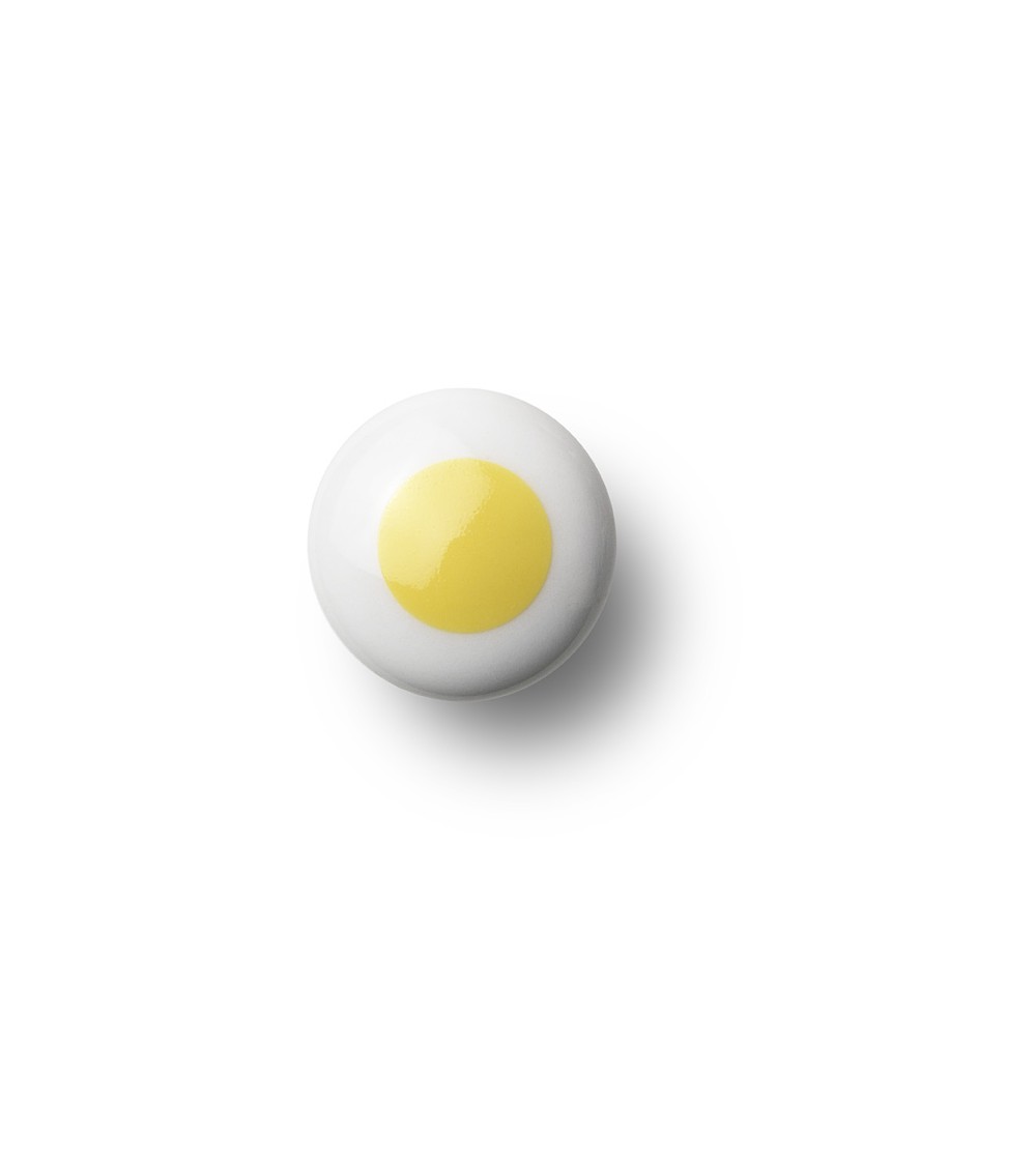 Bouton de meuble Anne Black Dot de couleur jaune - taille 30x30mm