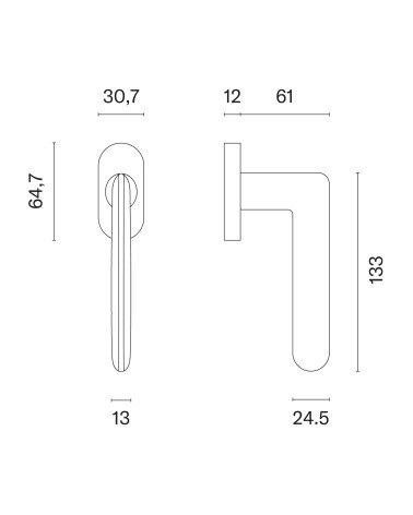 Poignée de fenêtre AVA avec dimensions