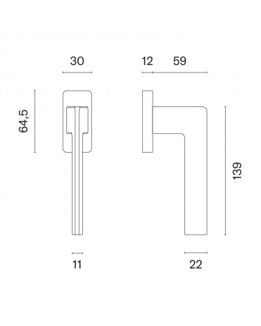 Poignée de fenêtre OMA avec dimensions