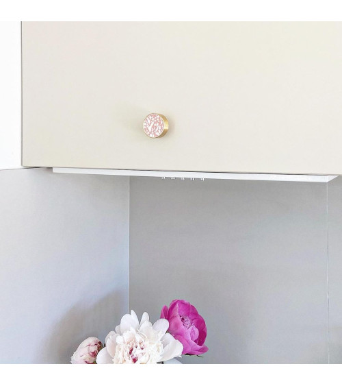 Bouton de meuble en laiton et Pink Terrazzo poignée design modèle large