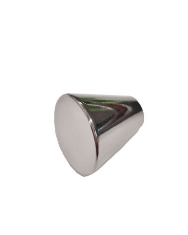 Bouton de meuble chrome poli AMBIENT poignée design posé sur une surface blanche