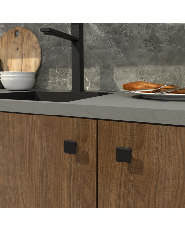 Bouton de meuble noir NOX poignée design fixé sur un meuble