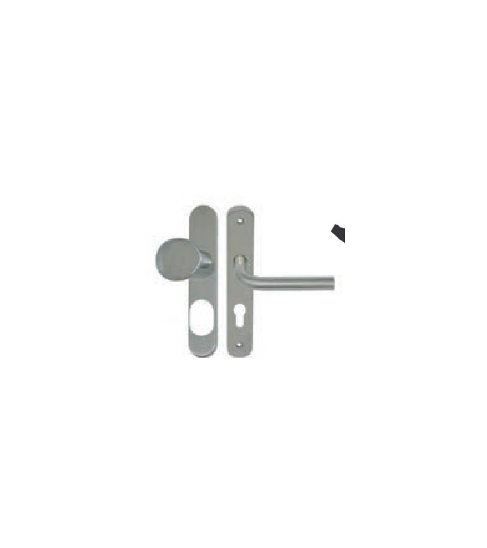Poignée-bouton sur plaque longue - Inox 304 sécurisée cylindre A2P