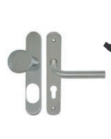 Poignée-bouton sur plaque longue - Inox 304 sécurisée cylindre A2P