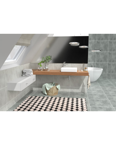 Bouton de meuble CARTAGENA poignée design monté sur un meuble dans une salle de bain
