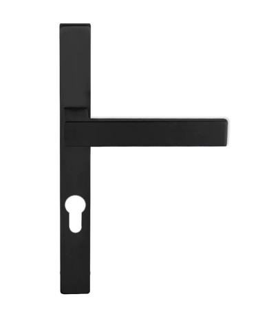 poignée de porte noire sur plaque fine et longue