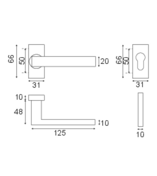 Poignée MAJESTEA Rosace Rectangle Anthracite PVD