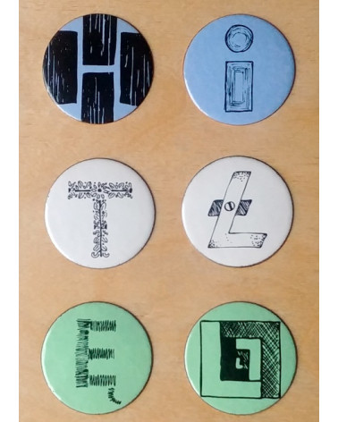 Bouton de meuble en bois émaillé Alphabet