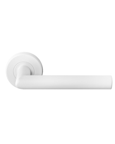 poignée de porte blanche sur une rosace ronde