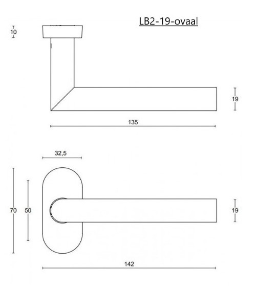 Poignées de porte Formani Basics LBII-19MN sur rosace ovale couleur noire