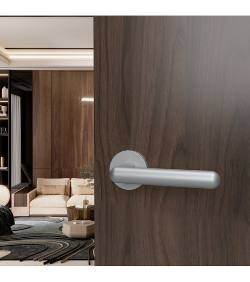 Poignée de porte chrome satiné NOX quincaillerie design