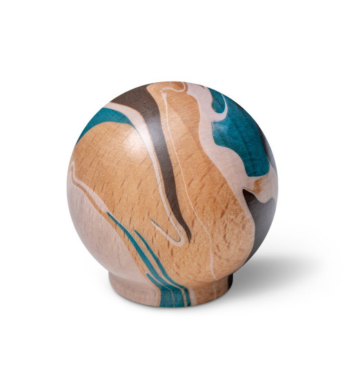 Bouton de meuble en bois de hêtre Turquoise