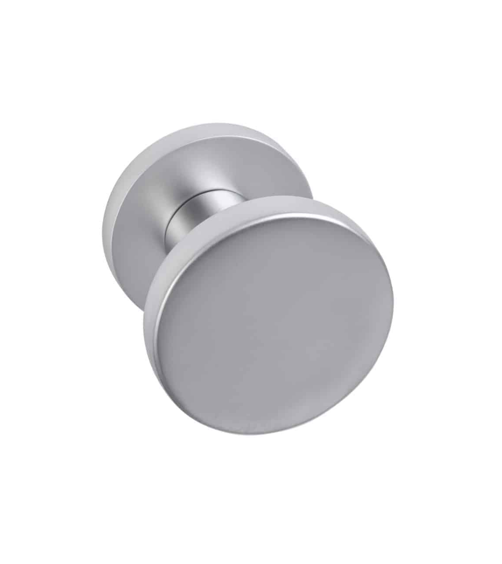 Bouton rond plat d.54 en aluminium sur rosace ronde