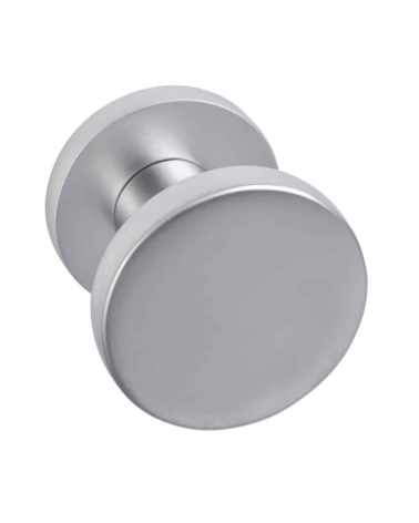 Bouton rond plat d.54 en aluminium sur rosace ronde