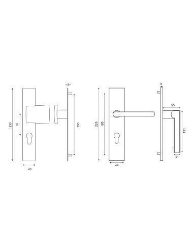 Dessin ensemble palière New Pyla/Thor plaque rectangulaire