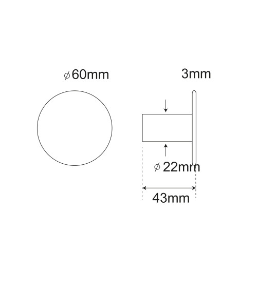 Patère murale Disque fin en inox brossé mat D.60mm