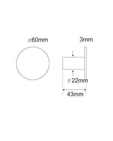 Dessin Patère Disque fin inox noir D.60