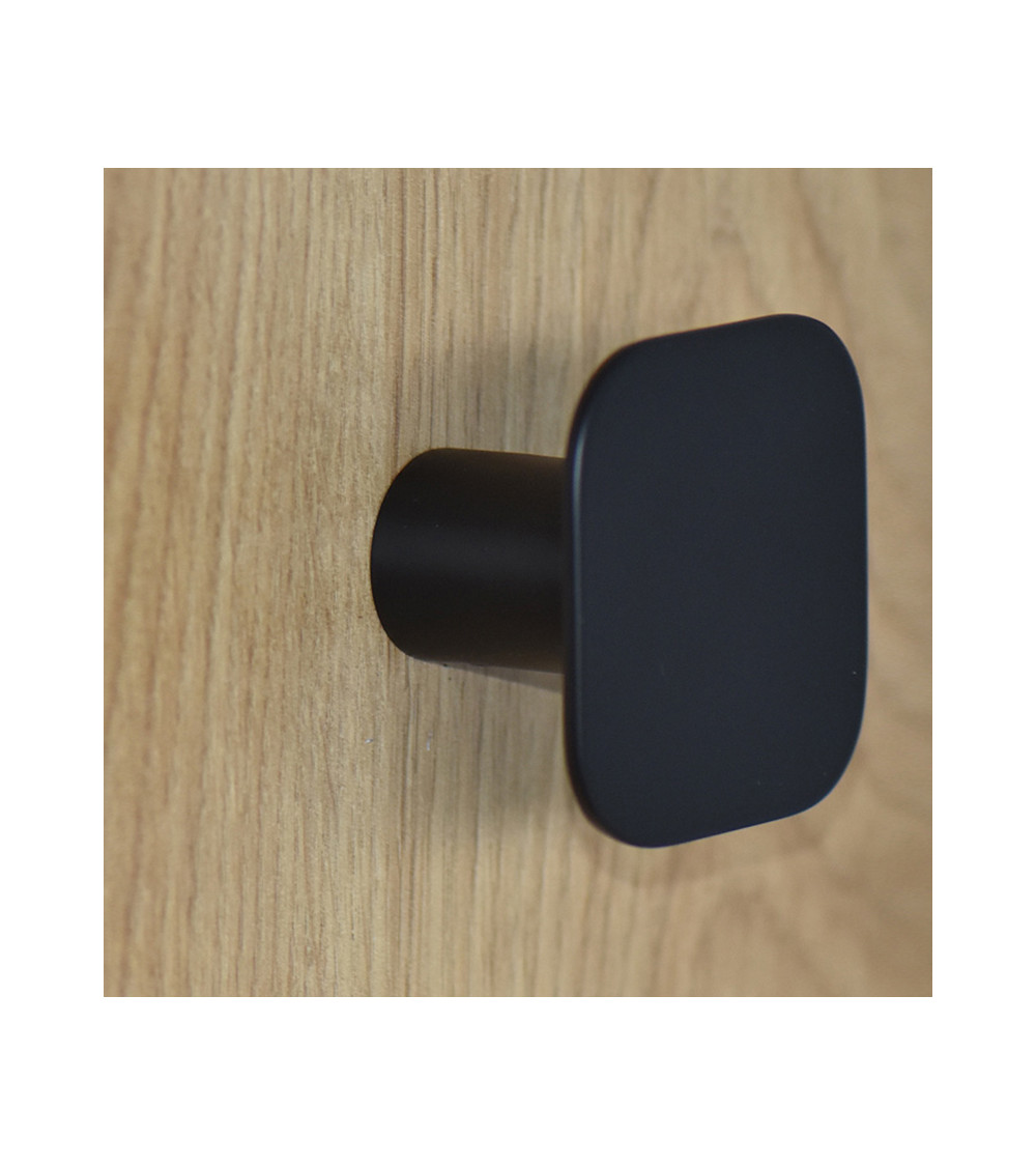 Patère murale carrée fine inox Noir mat D.60