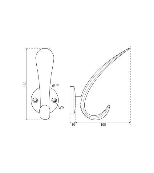 Patère murale Courbe aspect Inox
