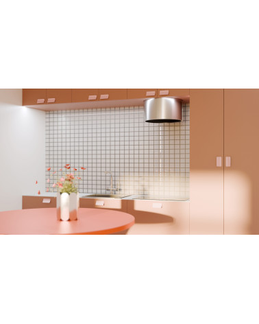 Poignée de meuble rose poudré SEA poignée design montée dans un meuble cuisine