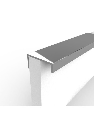 Poignée de meuble anode naturelle VERA poignée design fixée au bord d'un panneau blanc