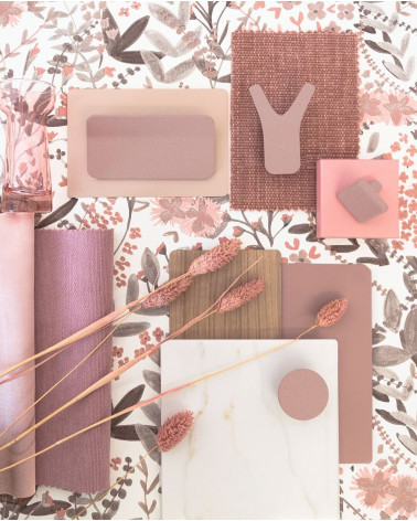 Poignée de meuble rose poudré SEA poignée design disposée avec des matériaux décoratifs