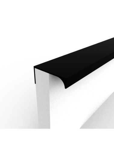 Poignée de meuble noire mat TERRA poignée design fixée au bord d'un panneau blanc