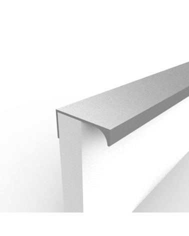 Poignée de meuble anode naturelle TERRA poignée design fixée au bord d'un panneau blanc