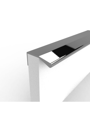 Poignée de meuble chrome poli COSTA poignée design fixée sur le bord d'un panneau blanc