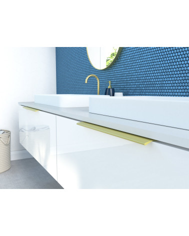 Poignée de meuble anode en or COSTA poignée design montée sur un meuble salle de bain