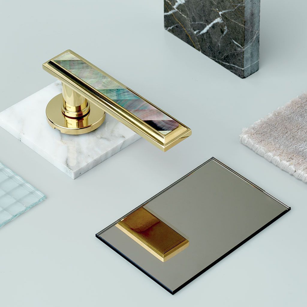 Mandelli Kuki interior design door handle - mother-of-pearl, pearlescent handle