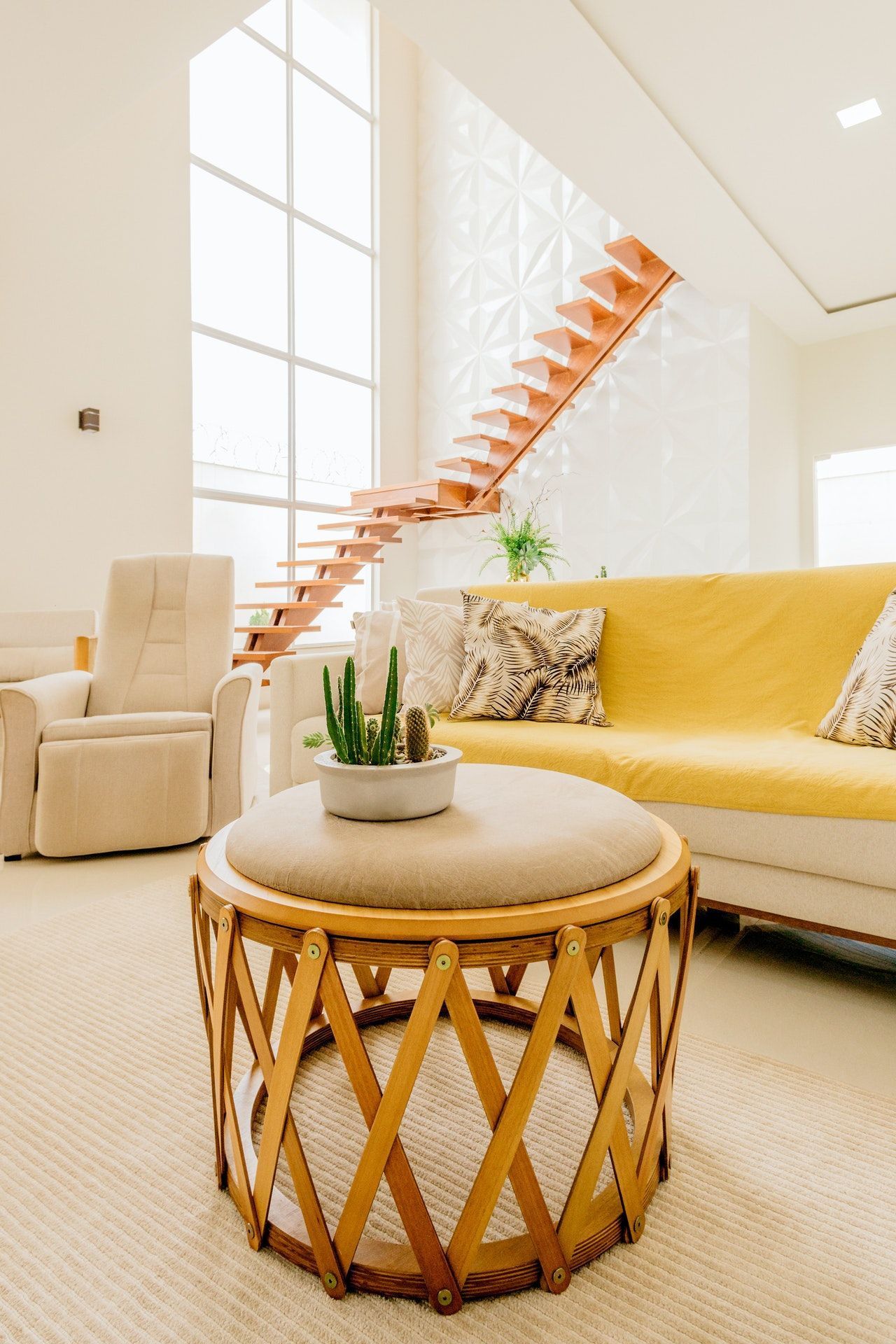 Warm interior with a designer polished chrome handle