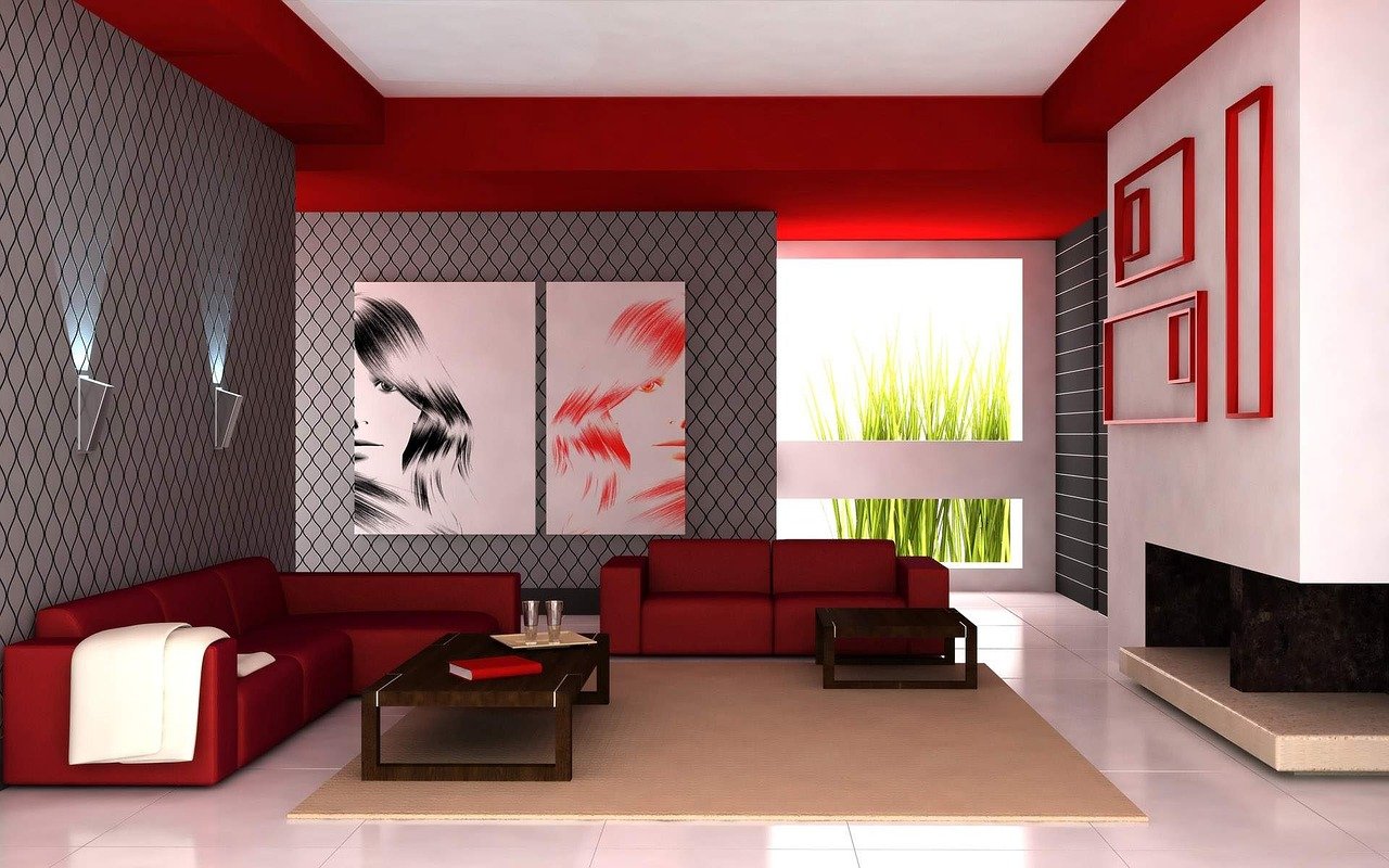 contemporary living room with elegant door handles