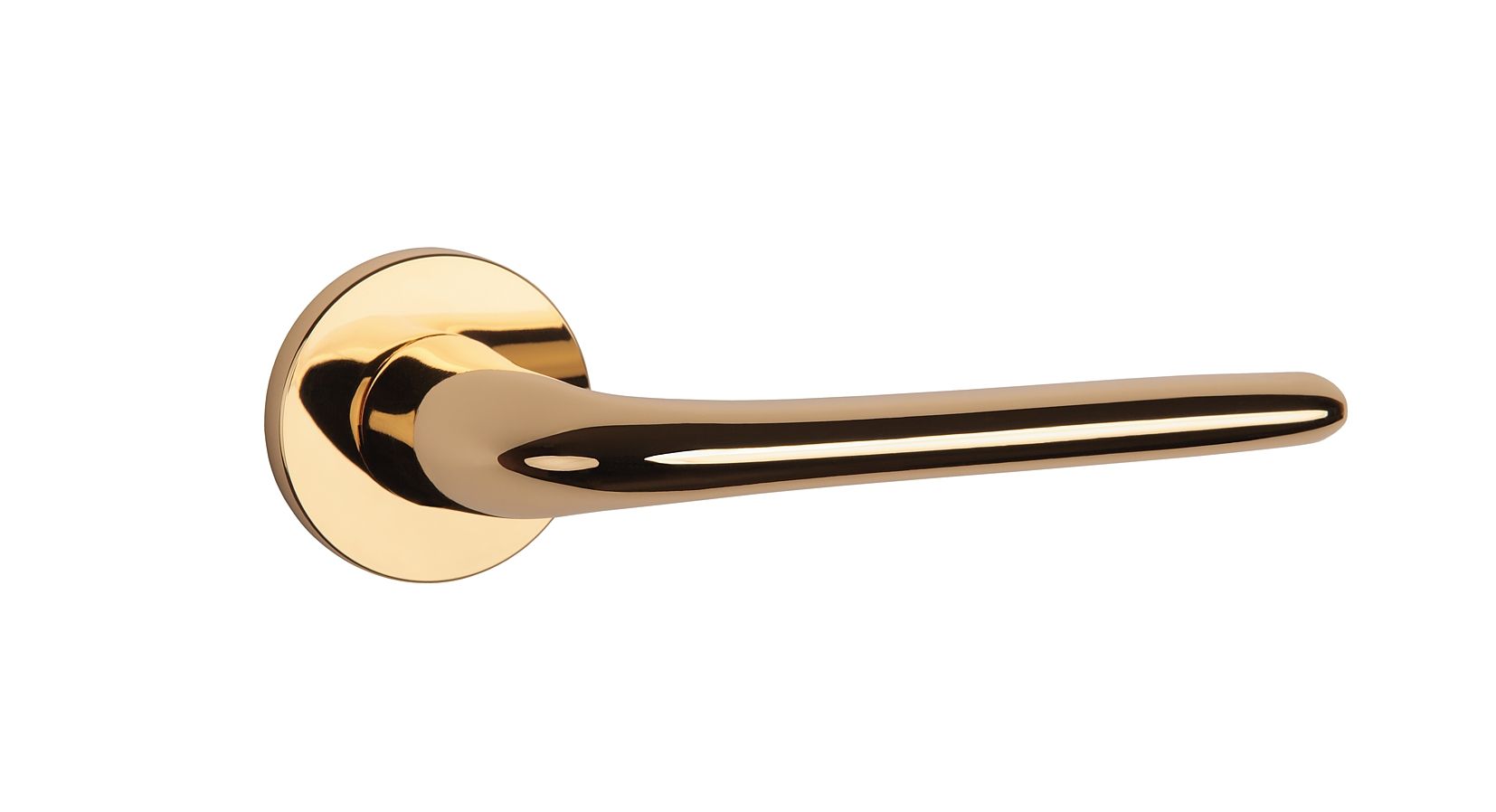 Interior handle with soft and clean lines in bright gold colour