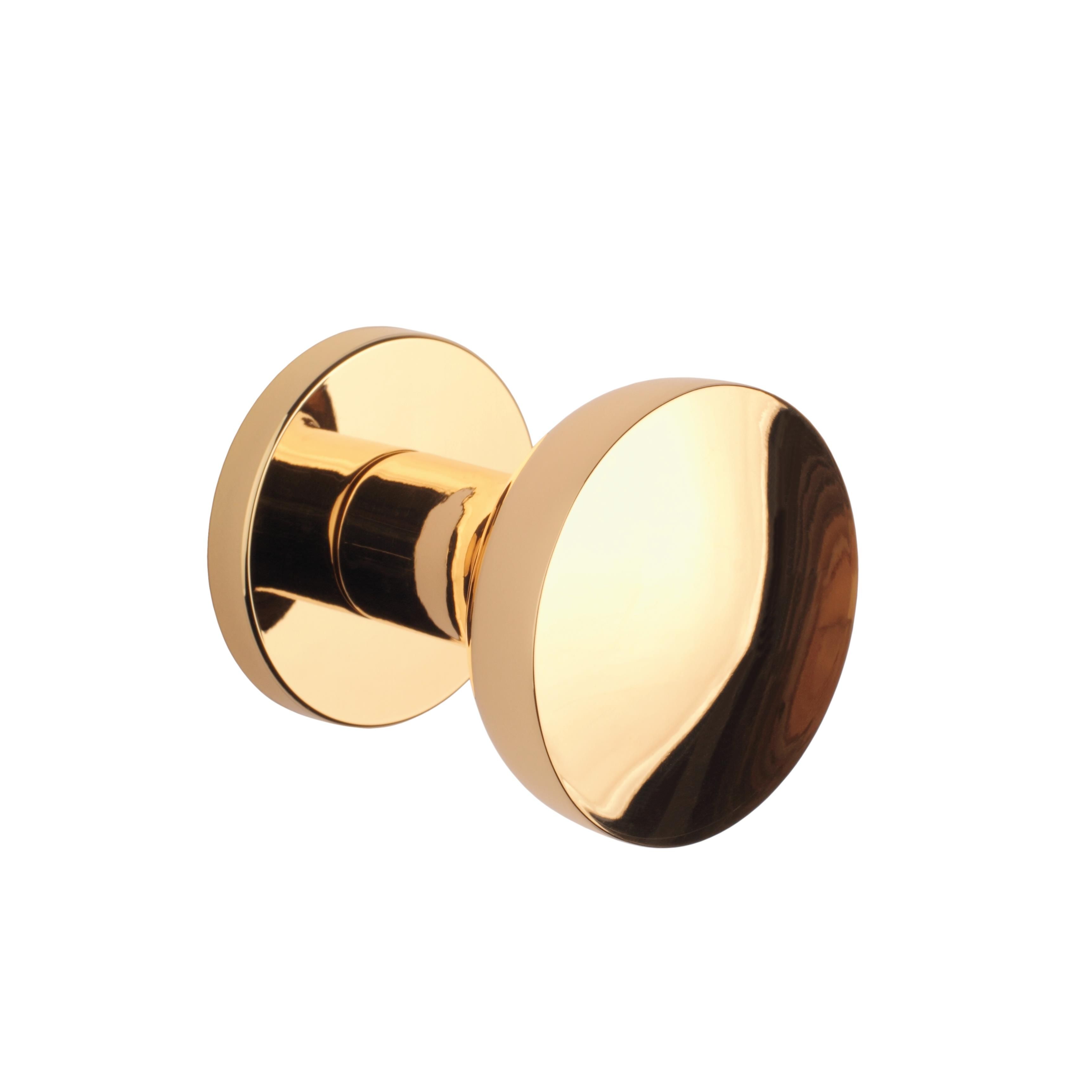 design gold door knob on a round plate