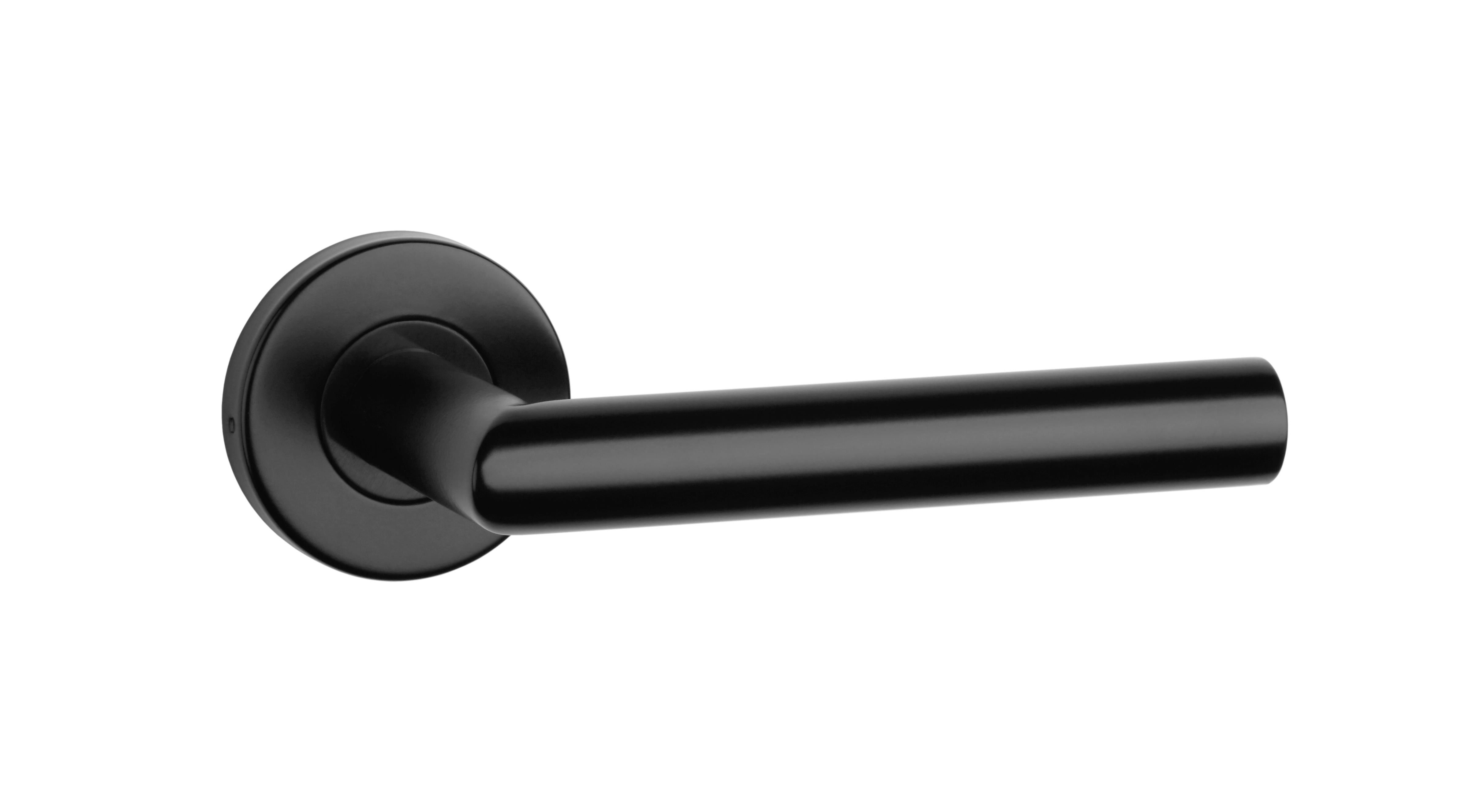 Black door handle suitable for commercial premises