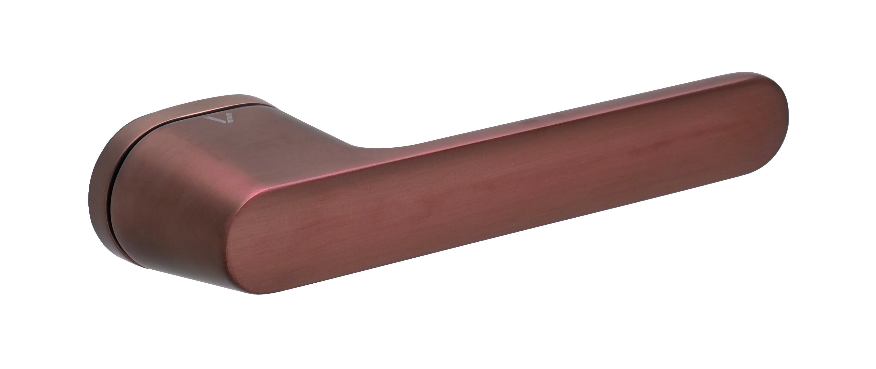 atypical interior handle on an oval hidden plate, an original style in a copper finish