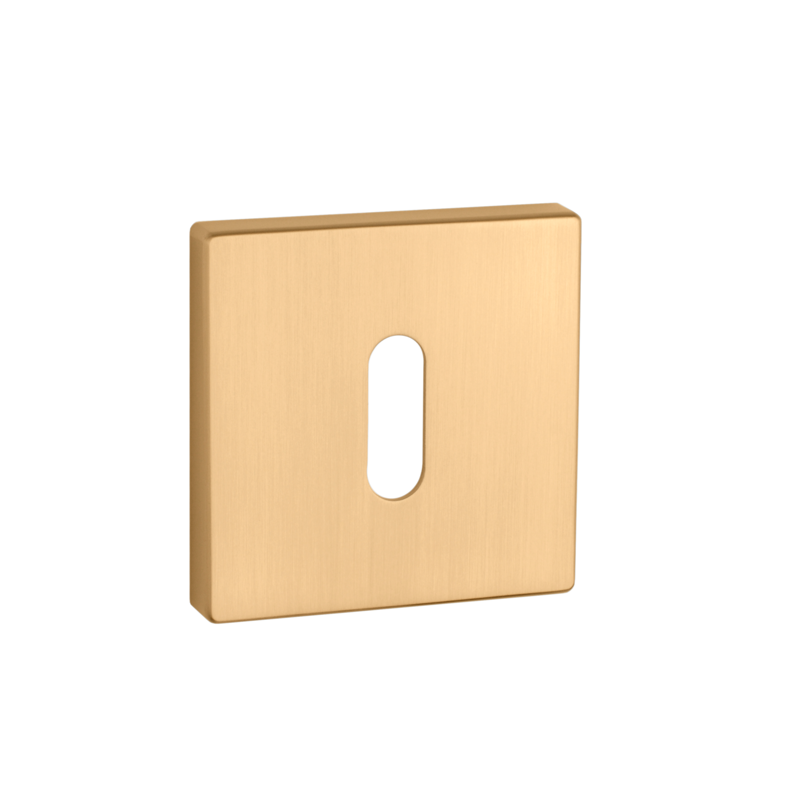 Matt gold door rosette for a design handle on a square plate in matt gold finish from Milla poignées