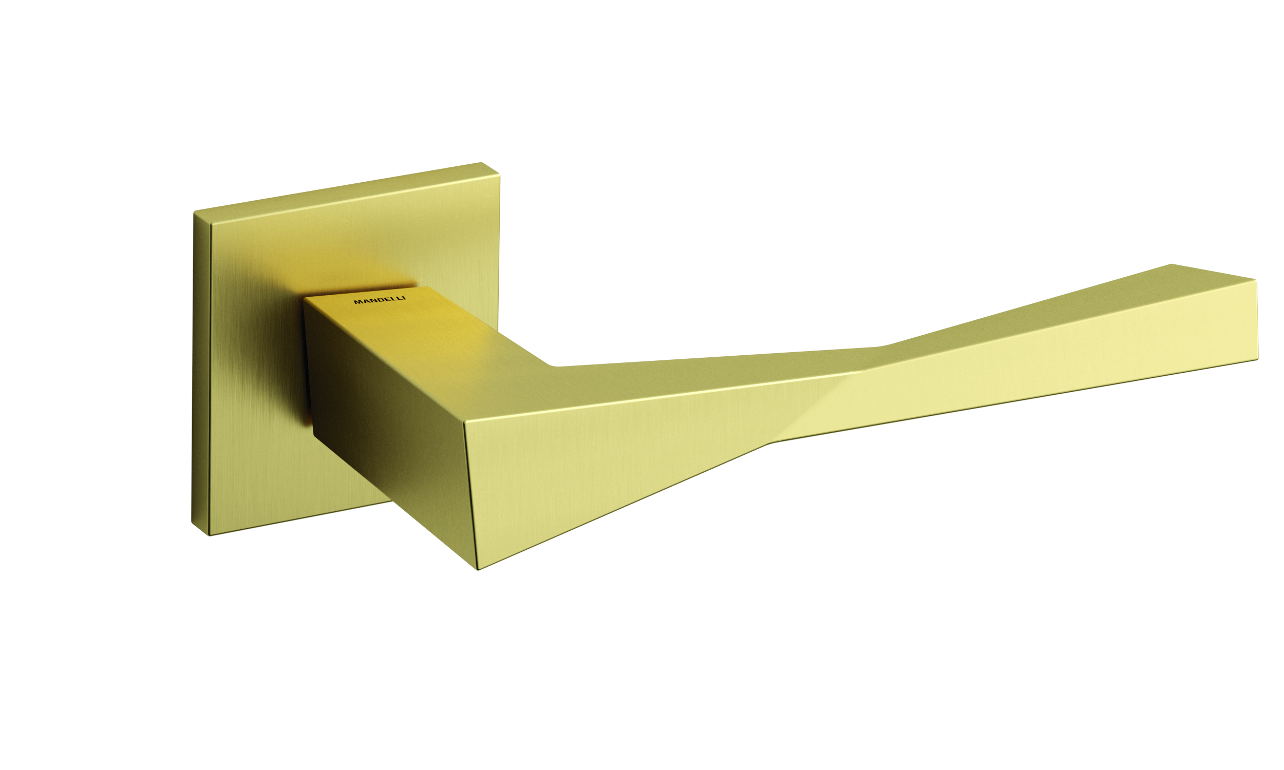 modern Italian door handle in satin gold made in Italy from Brass