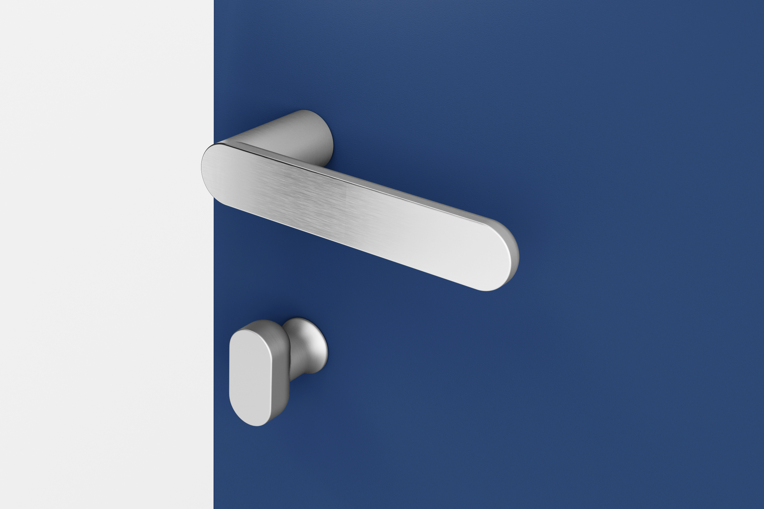 revolutionary door handle without a backplate with its privacy turn rose