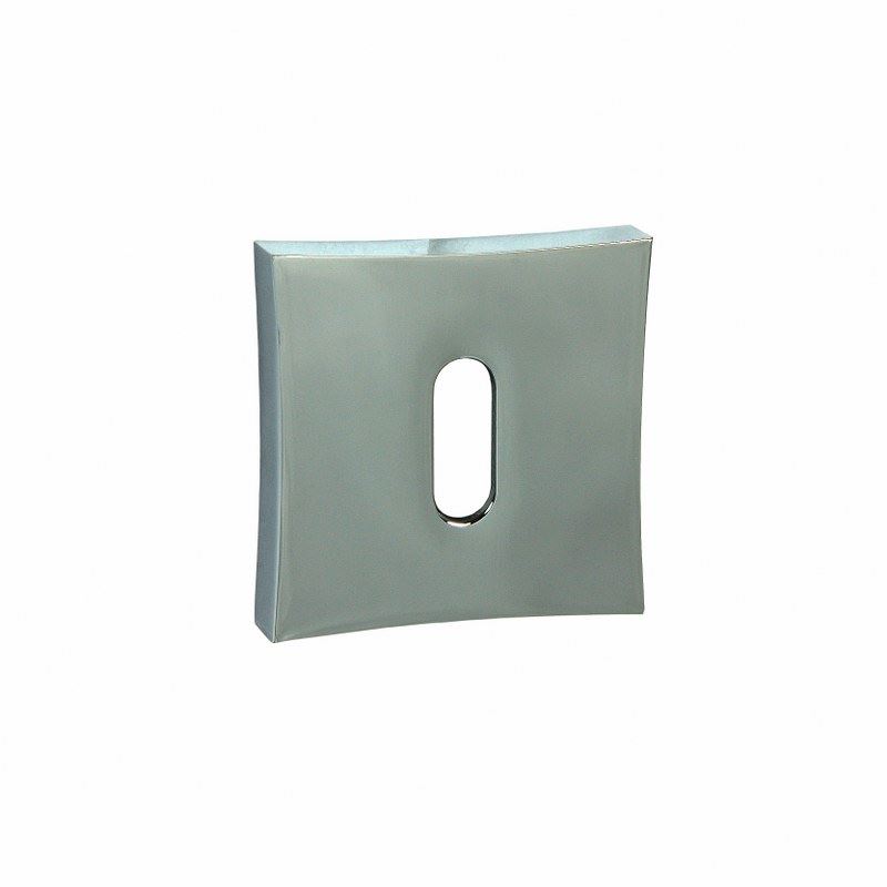door rose for bedroom key in square shape in brushed chrome finish