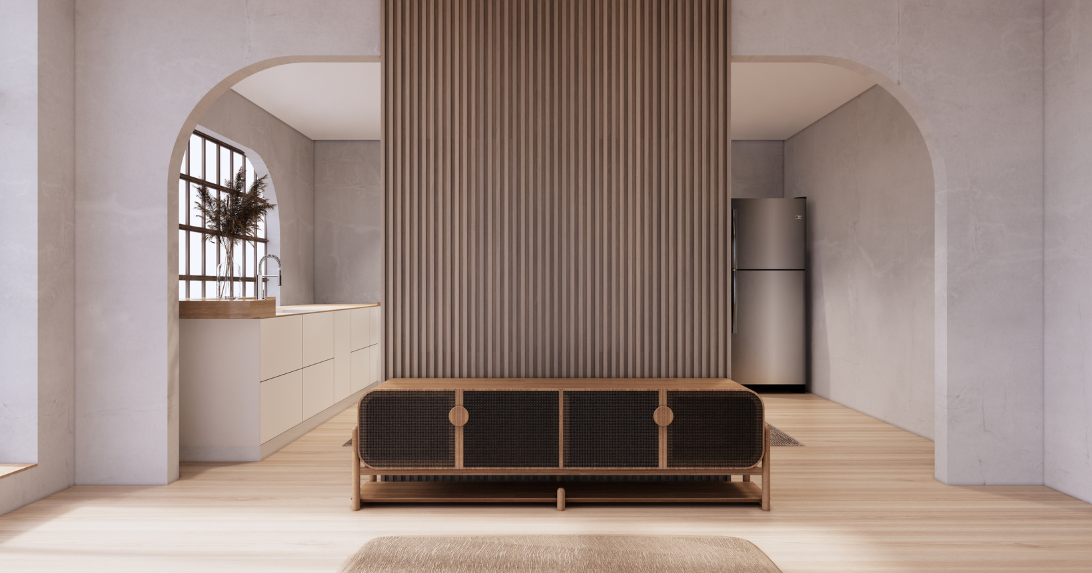 perforated metal TV unit