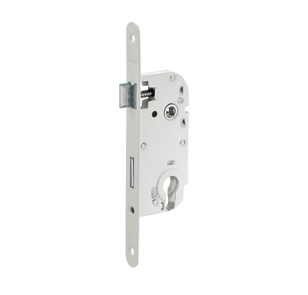 white mortice door lock