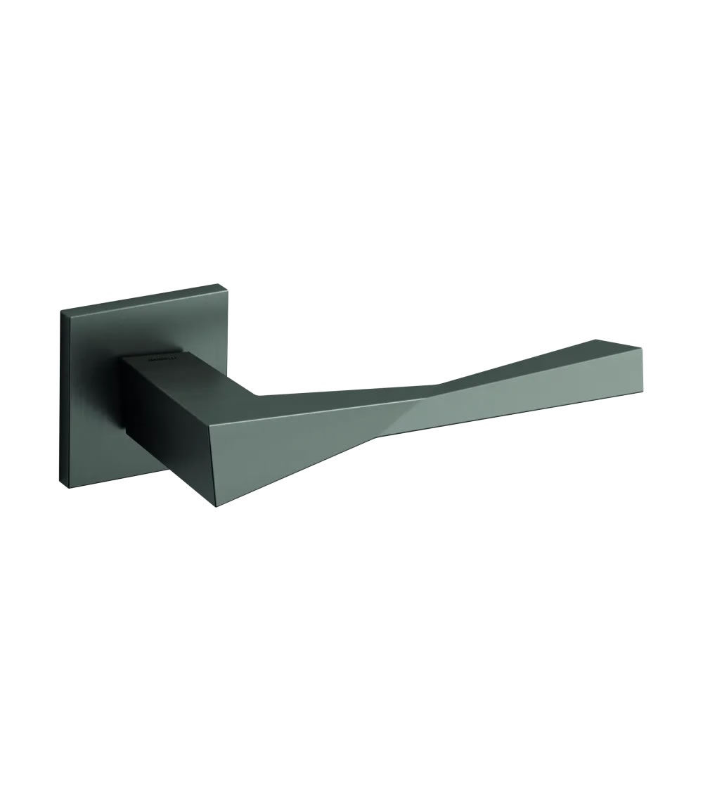 an elegant and very minimalist door handle in anthracite grey and gun metal finish